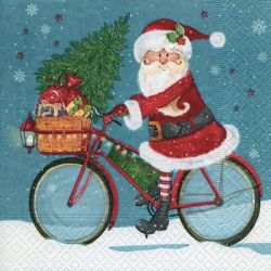 Santa on bike blue