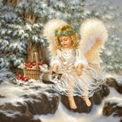 Little angel with cat