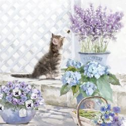 Kitten in flowers