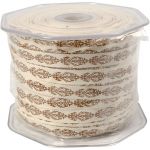 Baumwollband auf Spule, creme-braun, 10mm x 3 m