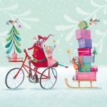 Santa on bike pastell