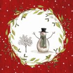 Snowman with tree red